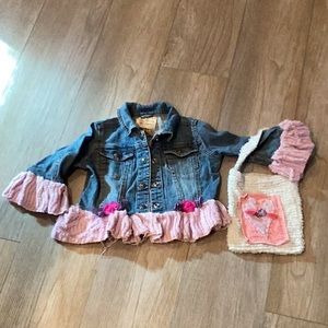 Shabby chic Jean coat with mini tote.